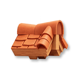 Rounded Tile Roof Ridge Corner - Right