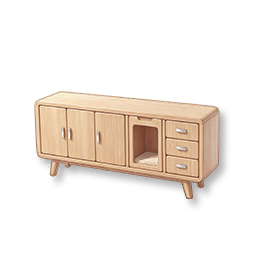 Wooden Long Low Cabinet - Oak