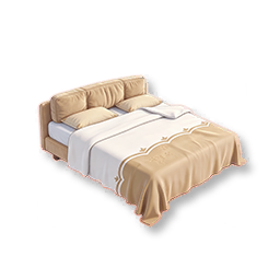 Fabric Double Bed - Milky Coffee